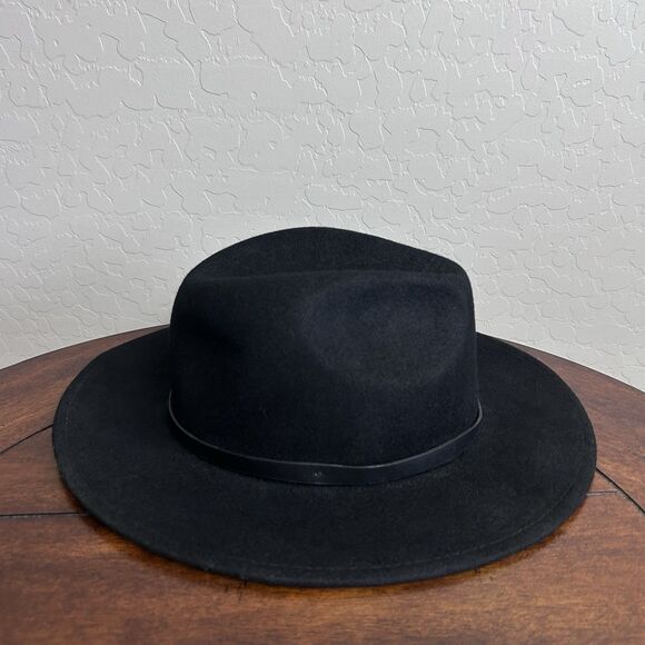 Free People Wool Fedora Hat Black W/ Leather Band One Size $78 - Picture 3 of 11